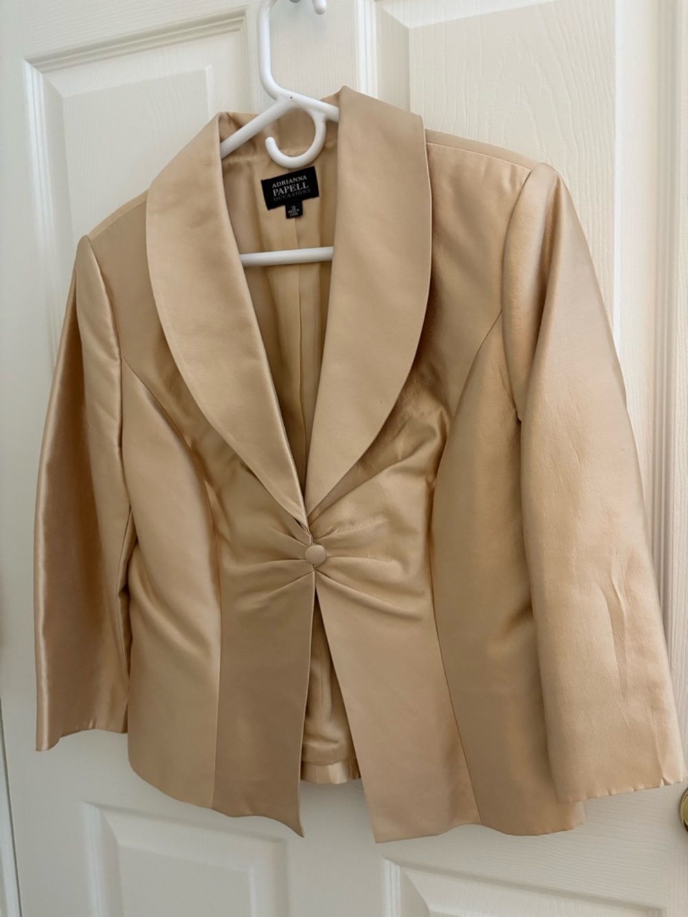 ADRIANNA PAPELL Shift Dress w/ Matching Jacket Champagne Gold sz 12 - Picture 7 of 13